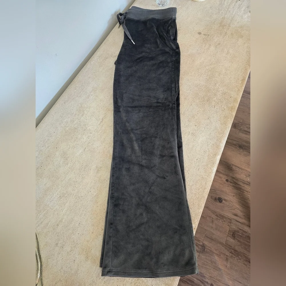Aerie Grey Velvet Drawstring Flare Lounge Pants
